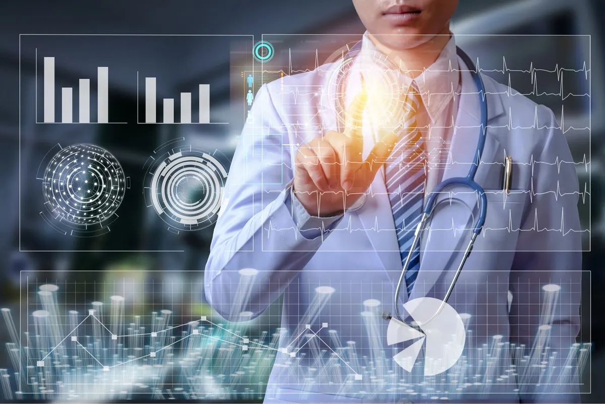 Clinician analysing neurological data dashboards